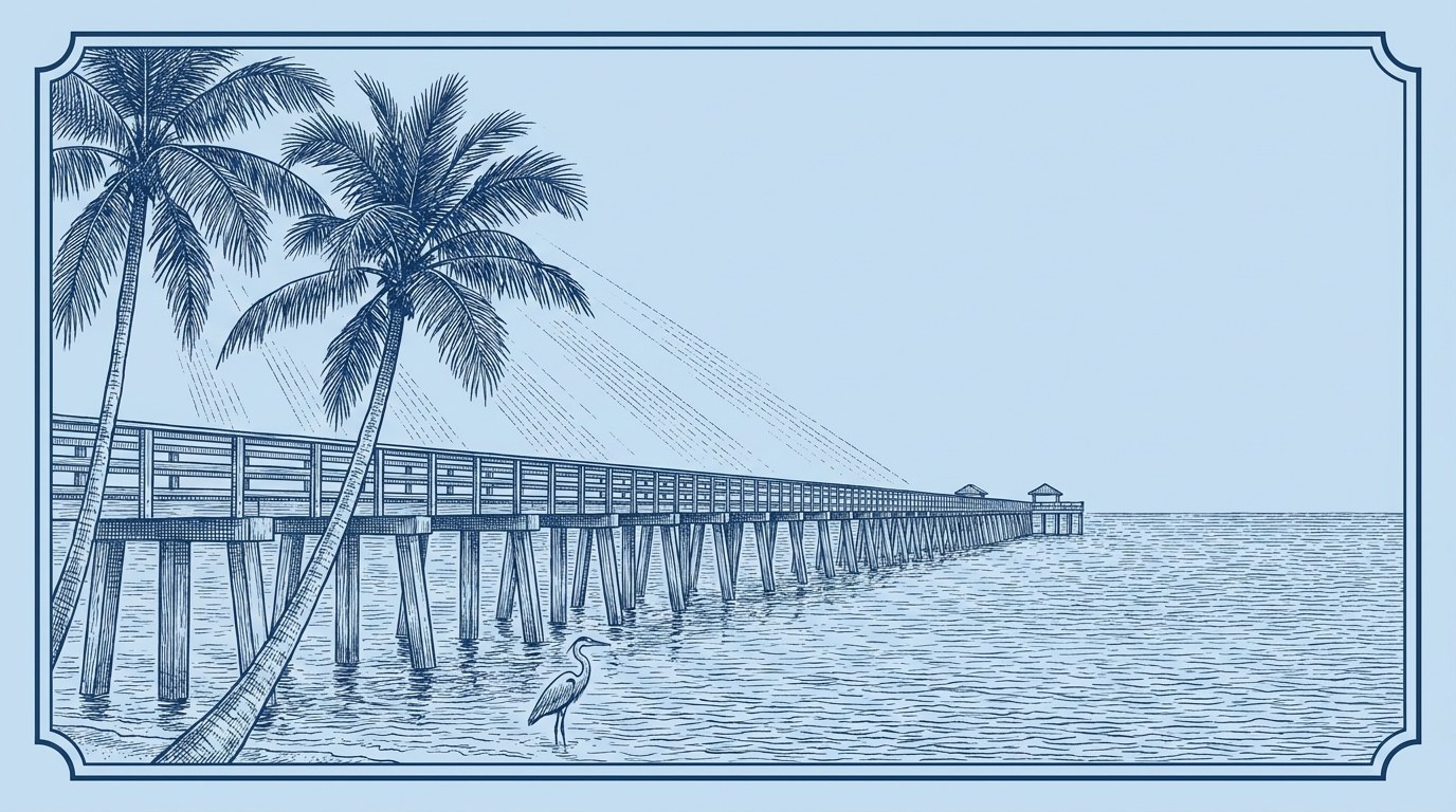 Engraving of the Naples pier